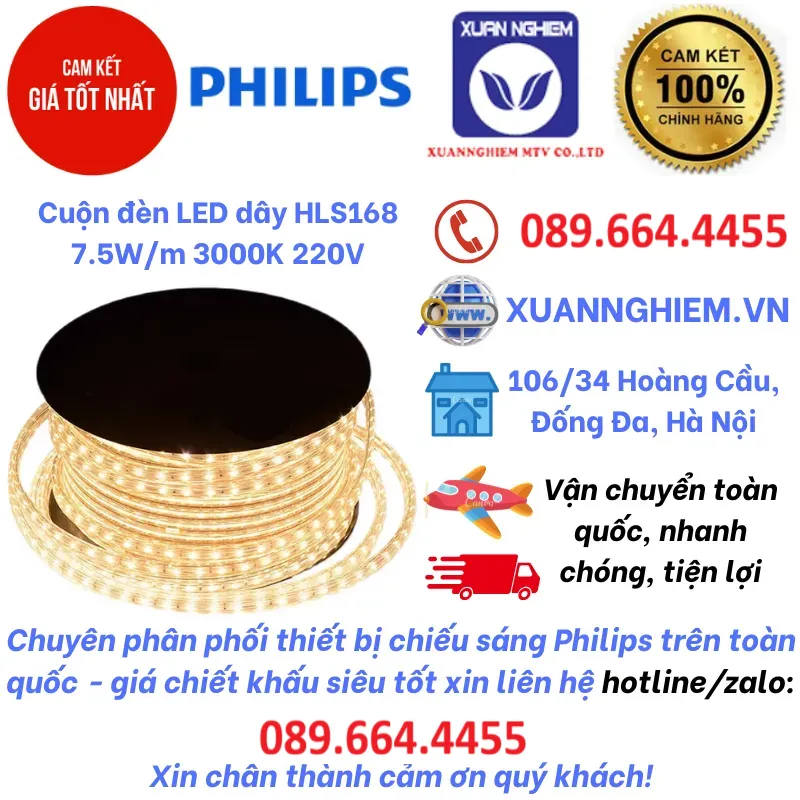 Đèn LED dây HLS168 7.5W/m 3000K 220V