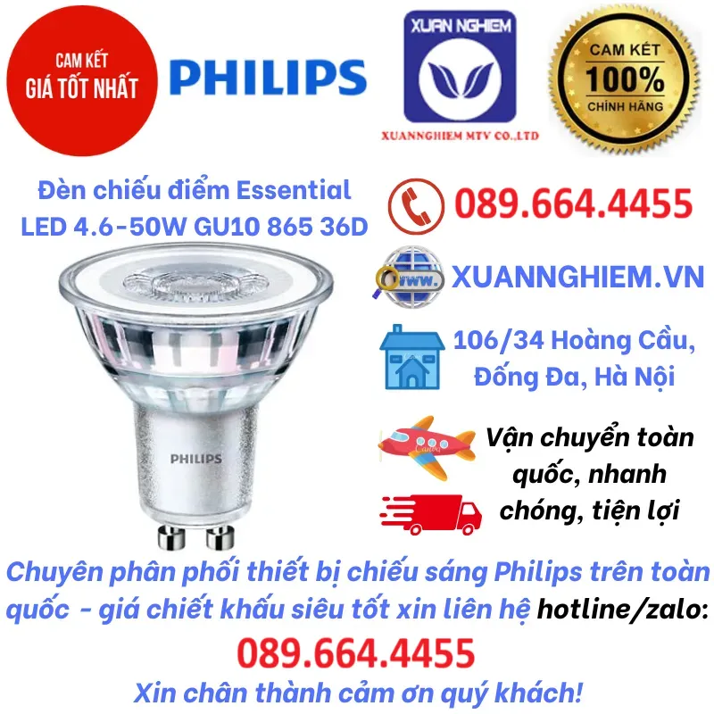 Bóng đèn chiếu điểm Essential Led 4.6-50W GU10 865 36D