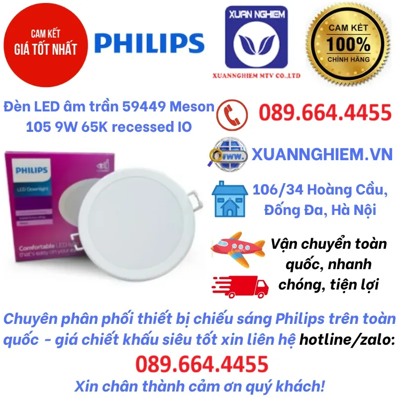 Đèn LED âm trần 59449 Meson 105 9W 65K recessed IO