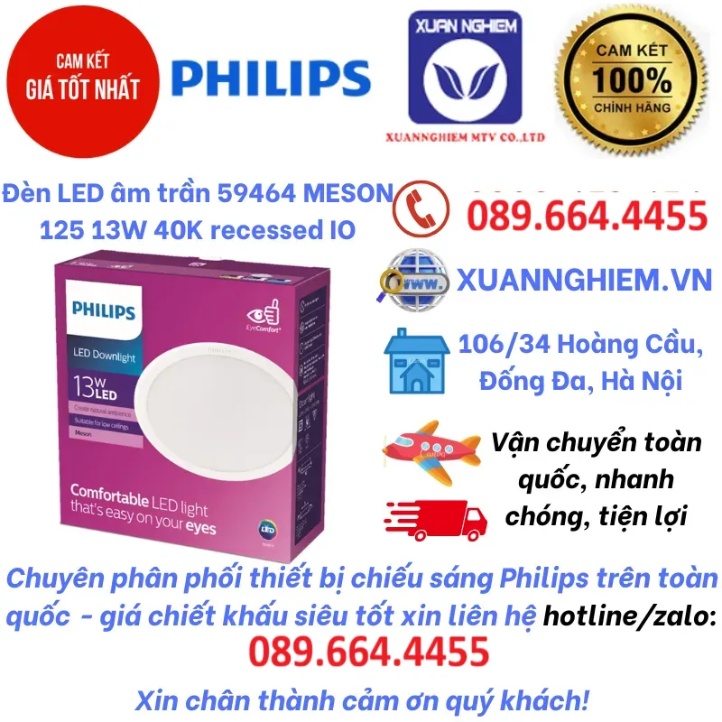 Đèn LED âm trần 59464 MESON 125 13W 40K recessed IO