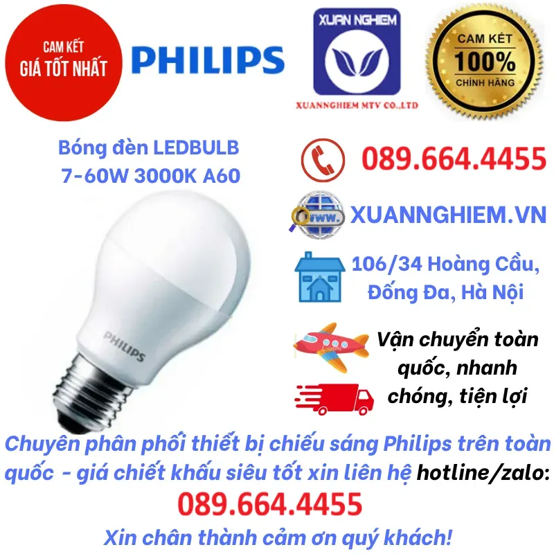 Bóng đèn LEDBULB 7-60W 3000K A60