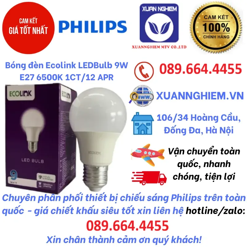 Bóng đèn Ecolink LEDBulb 9W E27 6500K 1CT/12 APR