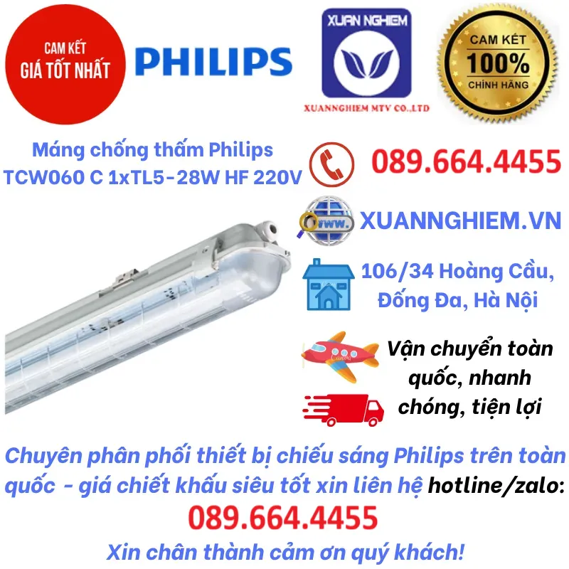 Máng chống thấm Philips TCW060 C 1xTL5-28W HF 220V
