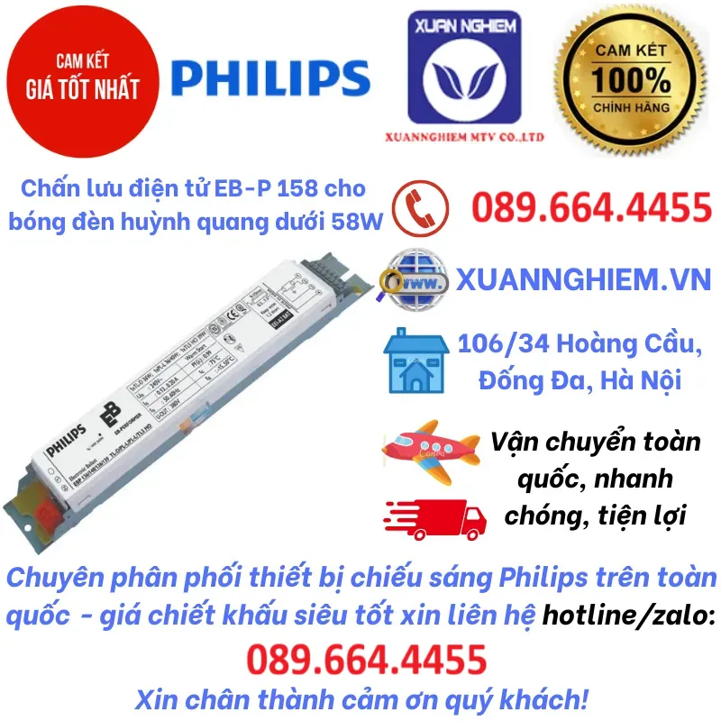 Chấn lưu điện tử Philips EB-P 158 dành cho bóng đèn huỳnh quang dưới 58W