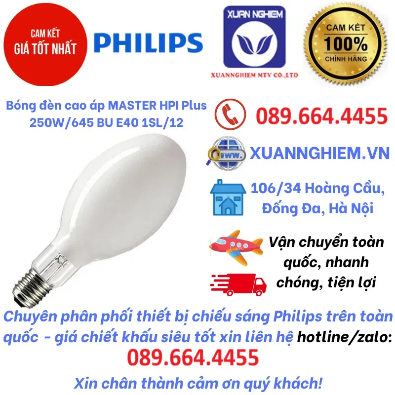 Bóng đèn cao áp MASTER HPI Plus 250W/645 BU E40 1SL/12
