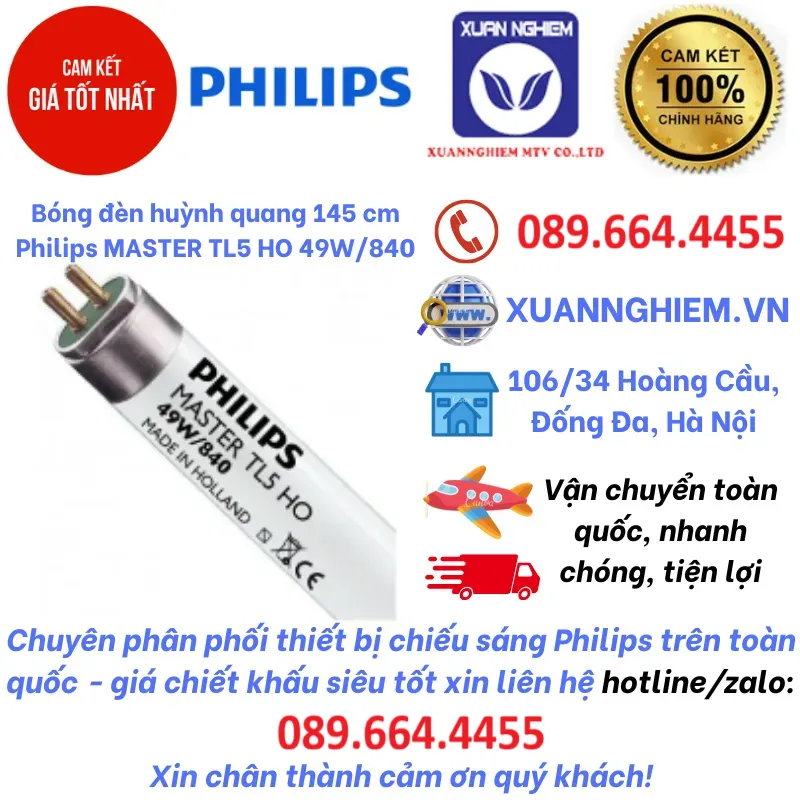 Bóng đèn huỳnh quang 145 cm Philips MASTER TL5 HO 49W/840