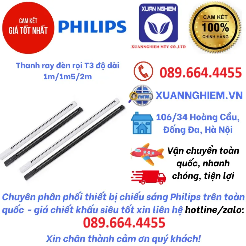 Thanh ray đèn rọi T3 độ dài 1m/1m5/2m