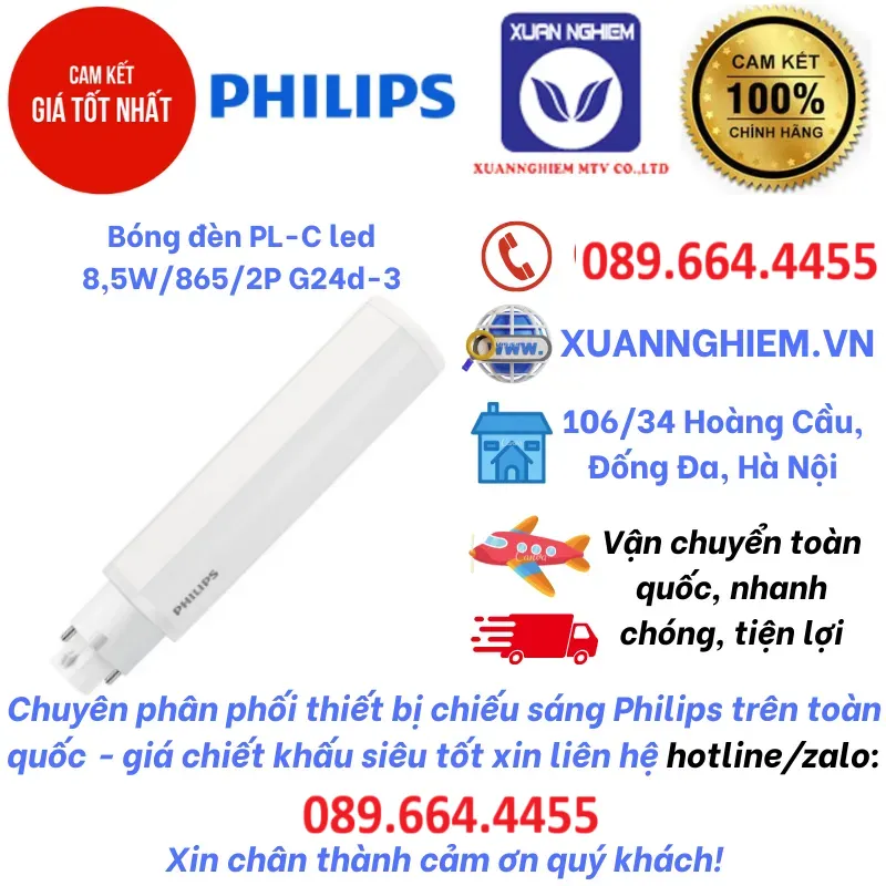 Bóng đèn PL-C led 8,5W/865/2P G24d-3