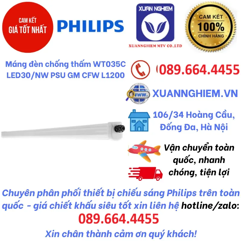 Máng đèn chống thấm WT035C LED30/NW PSU GM CFW L1200