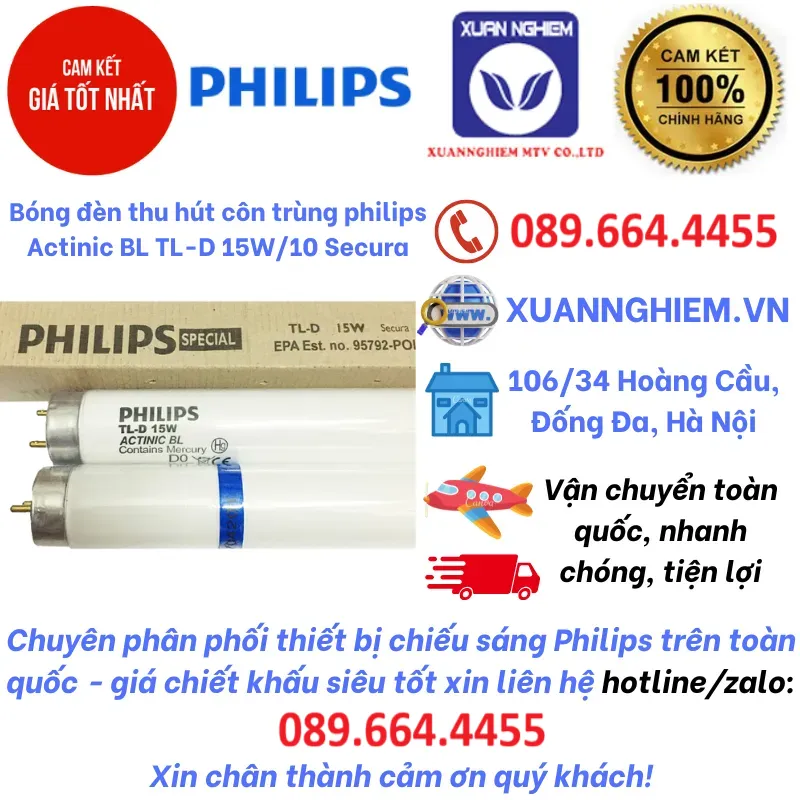 Bóng đèn thu hút côn trùng philips Actinic BL TL-D 15W/10 Secura