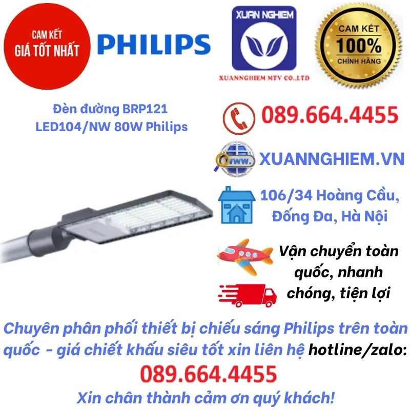 Đèn đường BRP121 LED104/NW 80W Philips