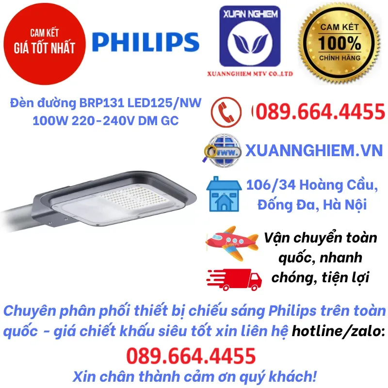 Đèn đường Philips BRP131 LED125/NW 100W 220-240V DM GC