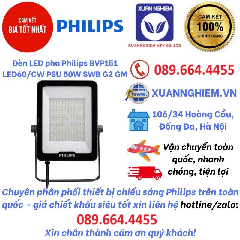 Đèn LED pha Philips BVP151 LED60/CW PSU 50W SWB G2 GM