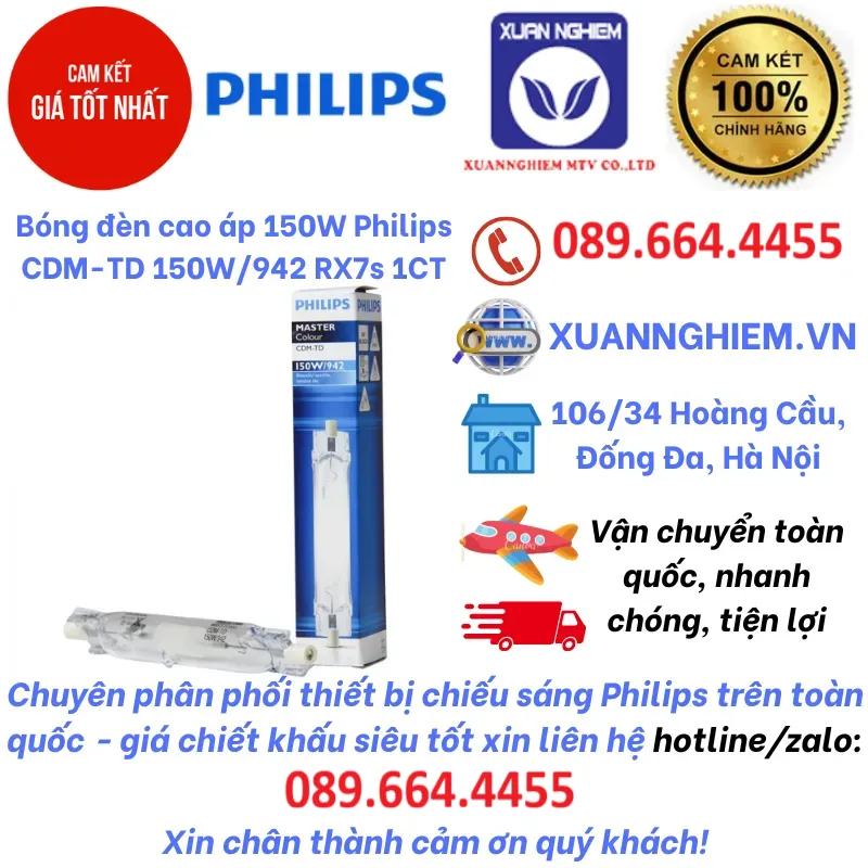 Bóng đèn cao áp 150W Philips CDM-TD 150W/942 RX7s 1CT