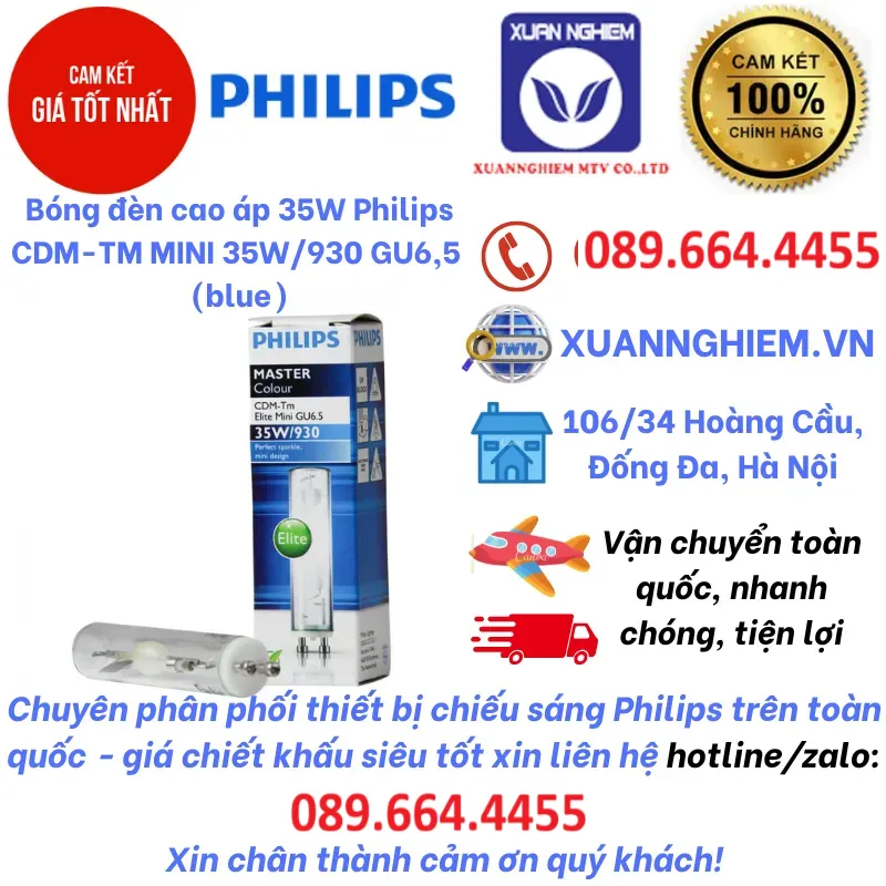 Bóng đèn cao áp 35W Philips CDM-TM MINI 35W/930 GU6,5 ( blue)