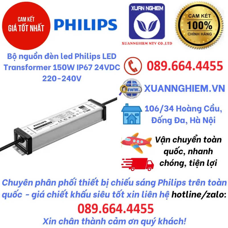 Bộ nguồn đèn led Philips LED Transformer 150W IP67 24VDC 220-240V