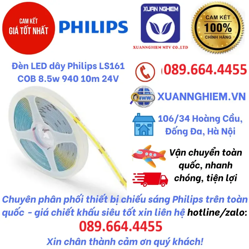 Đèn LED dây Philips LS161 COB 8.5w 940 10m 24V