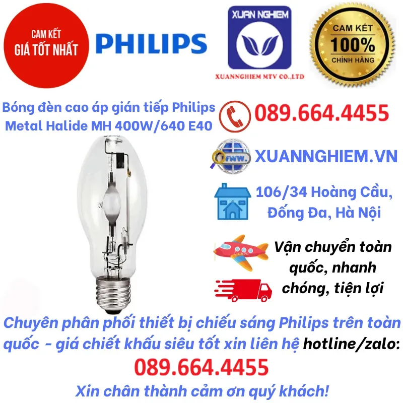 Bóng đèn cao áp gián tiếp Philips Metal Halide MH 400W/640 E40