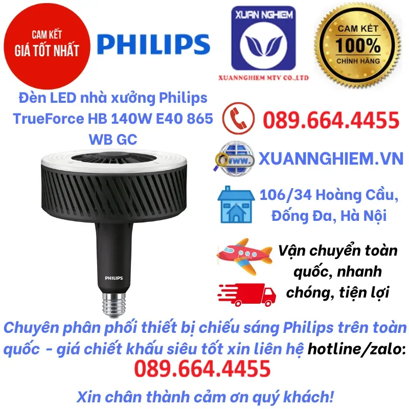 Đèn LED nhà xưởng Philips TrueForce HB 140W E40 865 WB GC