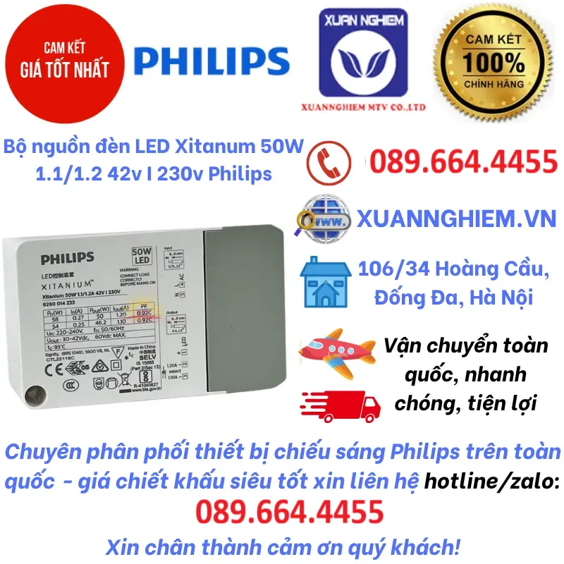 Bộ nguồn đèn LED Xitanum 50w 1.1/1.2 42v I 230v Philips