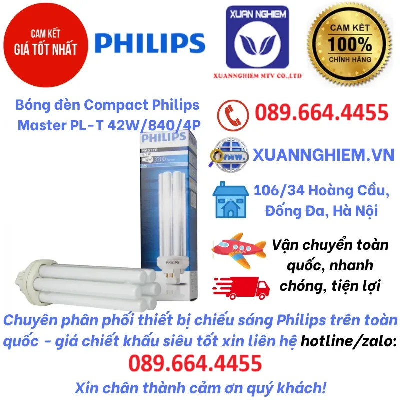 Bóng đèn Compact Philips Master PL-T 42W/840/4P