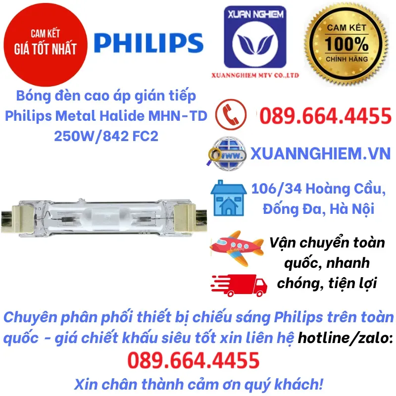 Bóng đèn cao áp gián tiếp Philips Metal Halide MHN-TD 250W/842 FC2