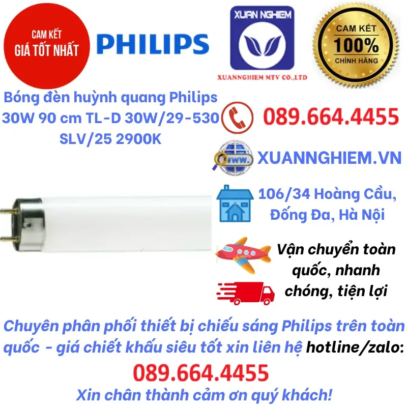 Bóng đèn huỳnh quang Philips 30W 90 cm TL-D 30W/29-530 SLV/25 2900K