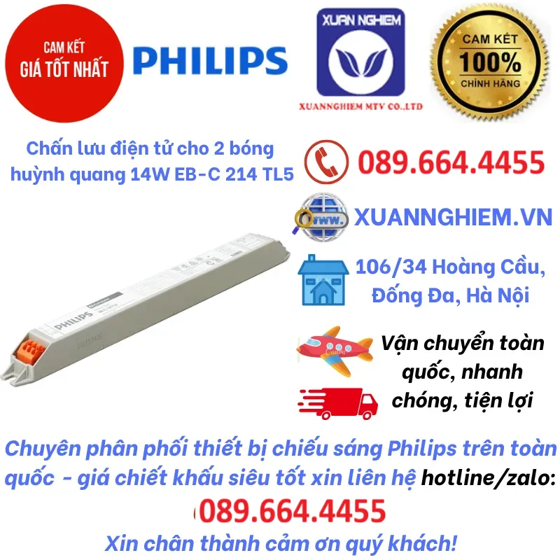 Chấn lưu điện tử Philips cho 2 bóng huỳnh quang 14W EB-C 214 TL5