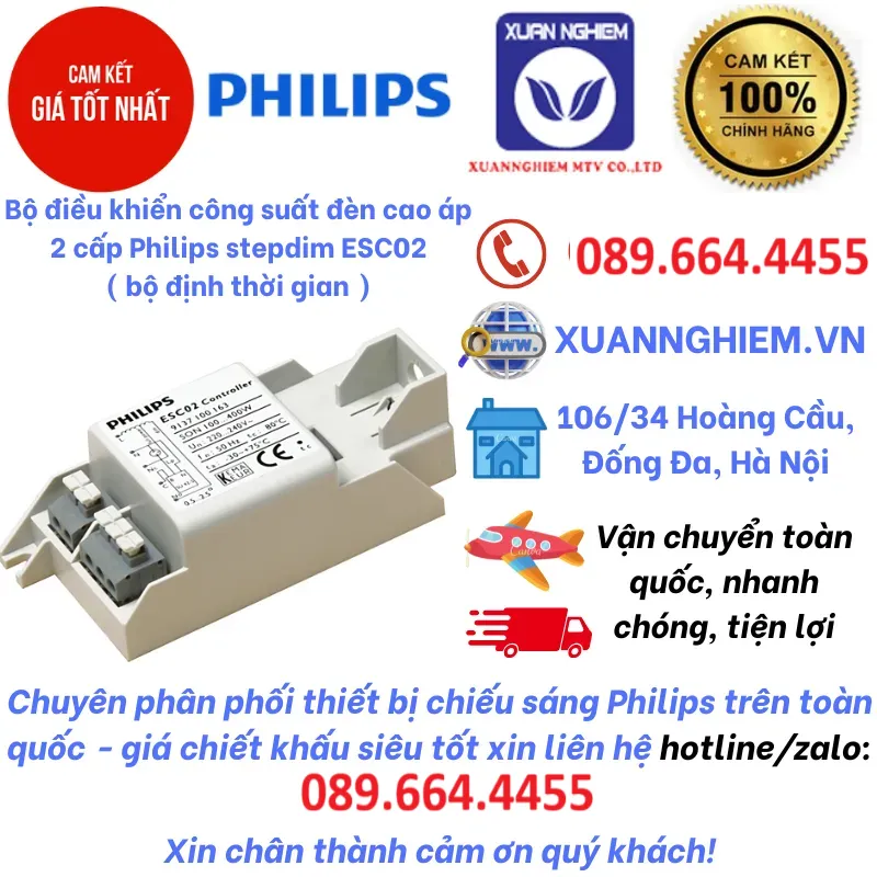 Bộ điều khiển công suất đèn cao áp 2 cấp Philips stepdim ESC02 ( bộ định thời gian )