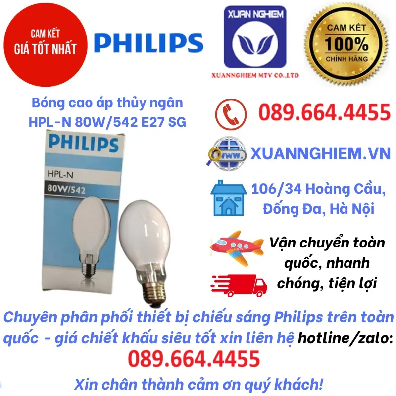 Bóng cao áp thủy ngân HPL-N 80W/542 E27 SG