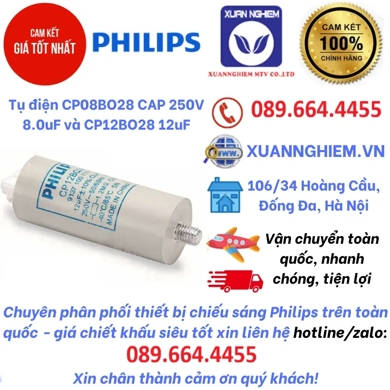 Tụ điện CP08BO28 CAP 250V 8.0uF và CP12BO28 12uF