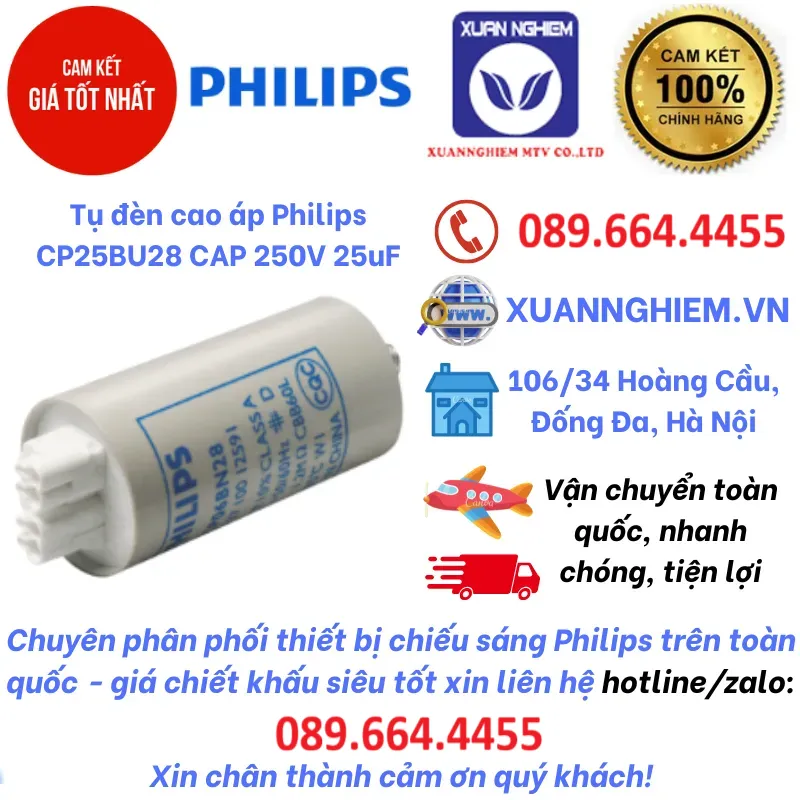 Tụ đèn cao áp Philips CP25BU28 CAP 250V 25uF