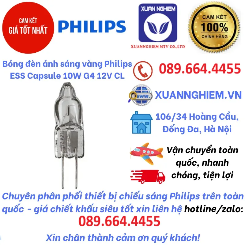 Bóng đèn ánh sáng vàng Philips ESS Capsule 10W G4 12V CL