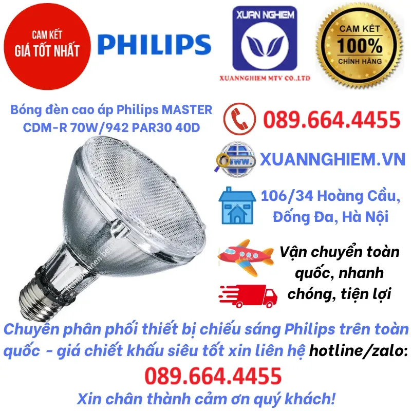 Bóng đèn cao áp Philips MASTER CDM-R 70W/942 PAR30 40D