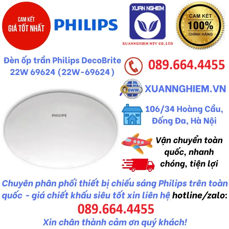 Đèn ốp trần Philips DecoBrite 22W 69624 (22W-69624) - Hàng chính hãng - chất lượng cao