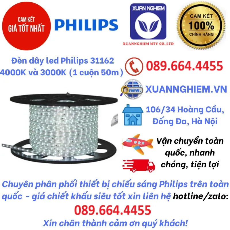 Đèn dây led Philips 31162 4000K và 3000K (1 cuộn 50m) - Hàng chính hãng - tiết kiệm điện