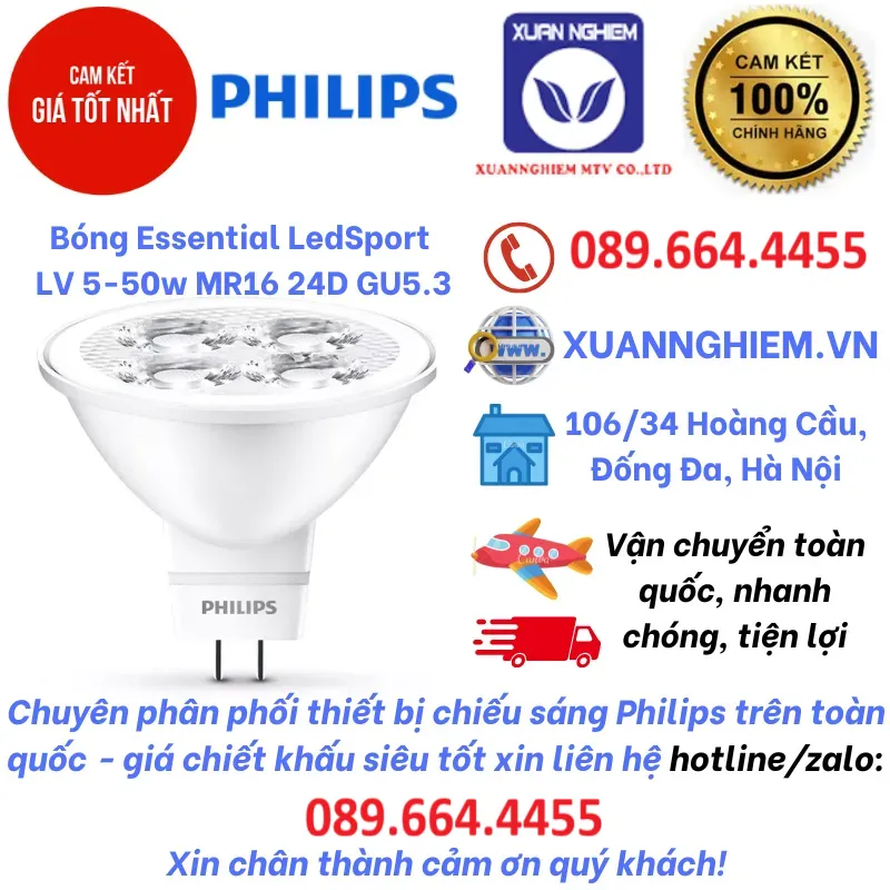 Bóng Essential LedSport LV 5-50w MR16 24D GU5.3