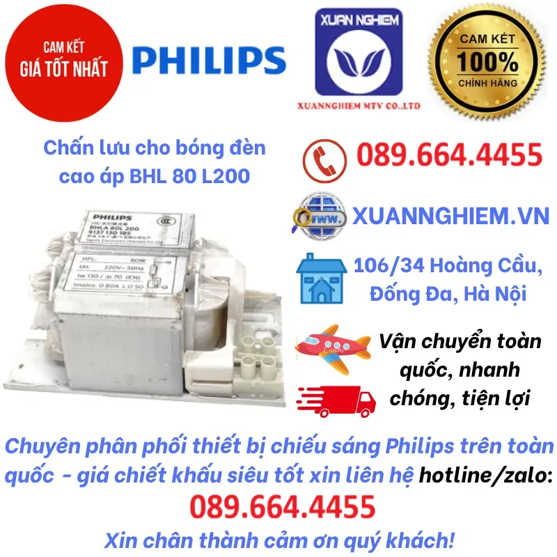 Chấn lưu cho bóng đèn cao áp BHL 80 L200