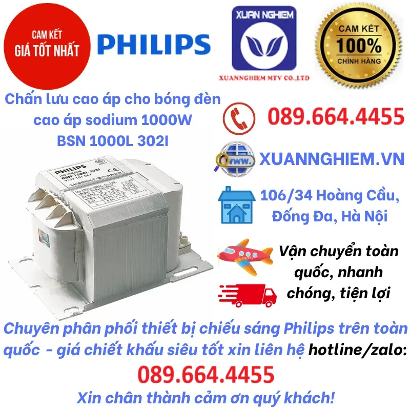 Chấn lưu cao áp cho bóng đèn cao áp sodium 1000W BSN 1000L 302I