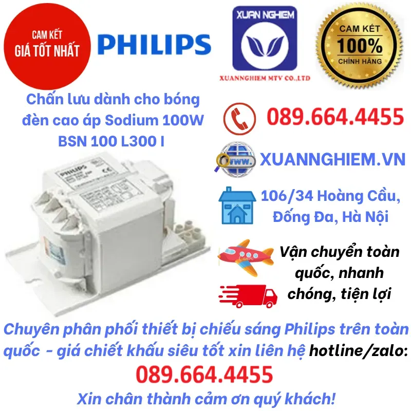 Chấn lưu dành cho bóng đèn cao áp Sodium 100W BSN 100 L300 I Philips