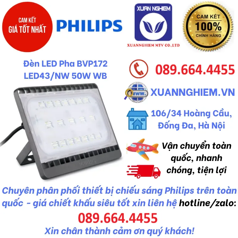 Đèn LED Pha BVP172 LED43/NW 50W WB