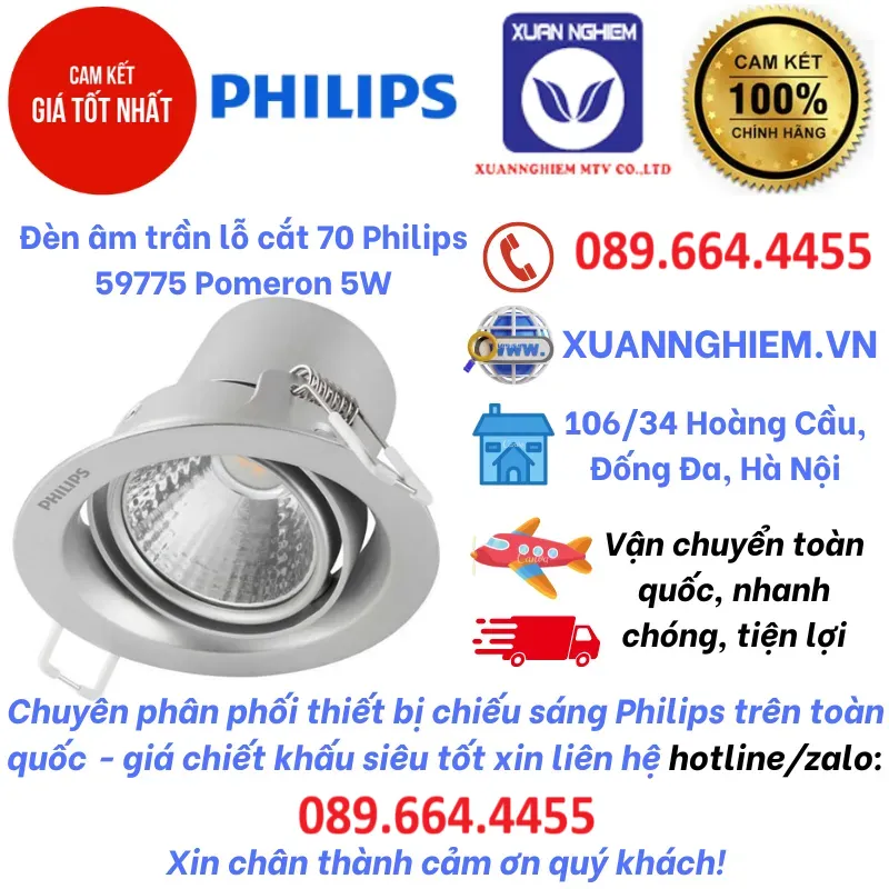 Đèn âm trần lỗ cắt 70 Philips 59775 Pomeron 5W