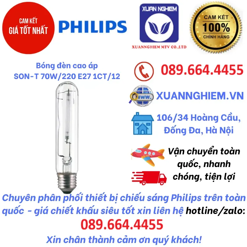 Bóng đèn cao áp SON-T 70W/220 E27 1CT/12
