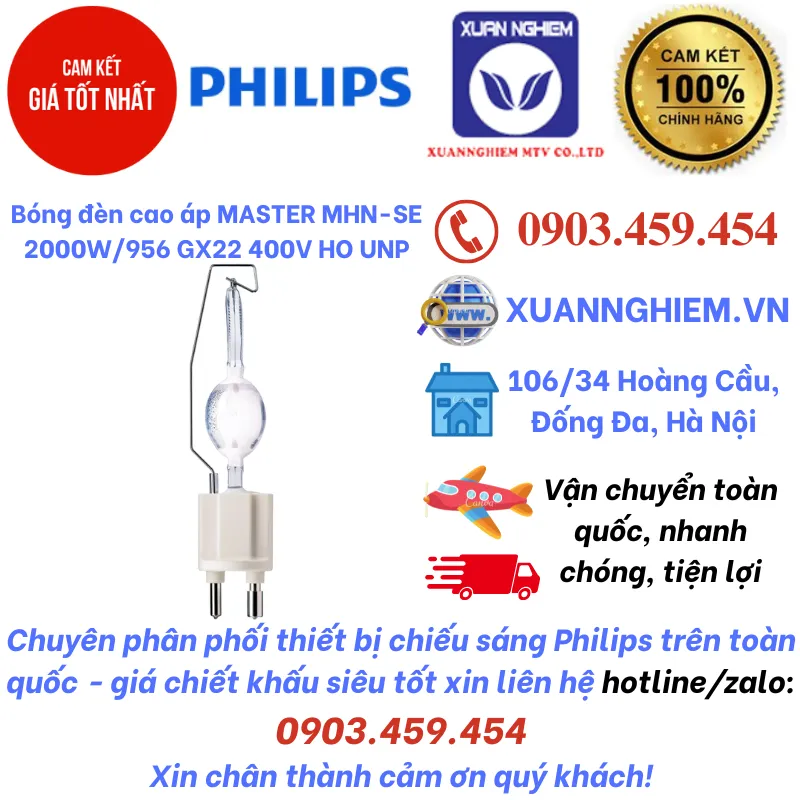 Bóng đèn cao áp MASTER MHN-SE 2000W/956 GX22 400V HO UNP