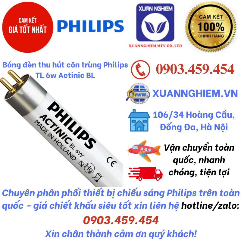 Bóng đèn thu hút côn trùng Philips TL 6w Actinic BL