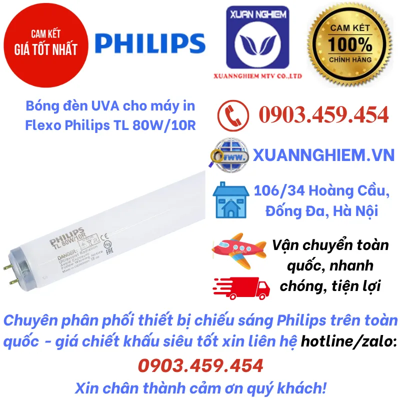 Bóng đèn UVA cho máy in Flexo Philips TL 80W/10R