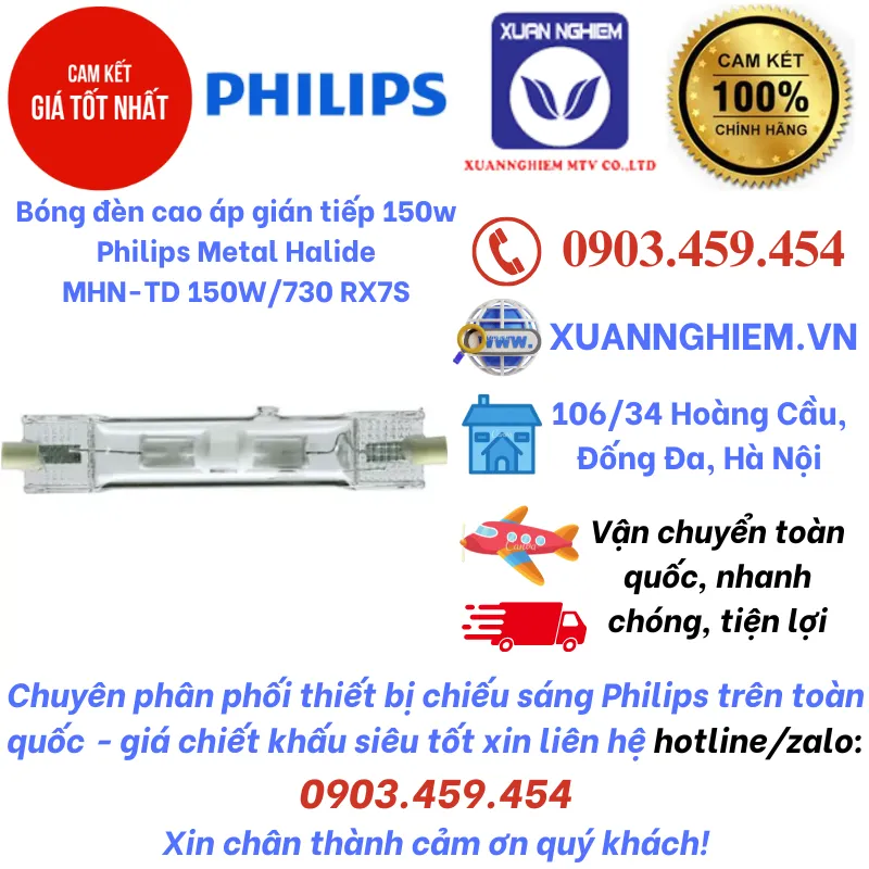 Bóng đèn cao áp gián tiếp 150w Philips Metal Halide MHN-TD 150W/730 RX7S