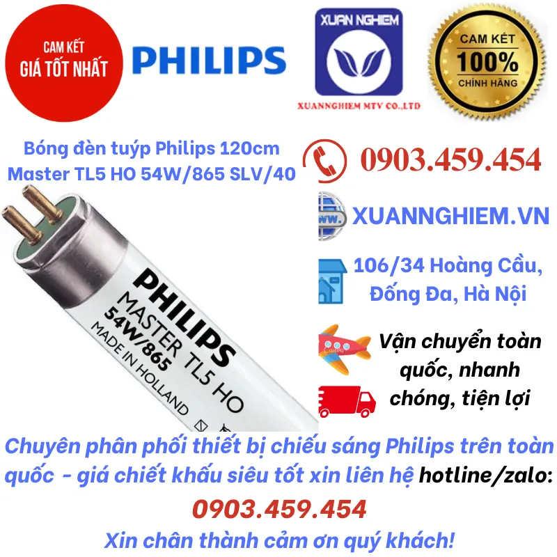 Bóng đèn tuýp Philips 120cm Master TL5 HO 54W/865 SLV/40