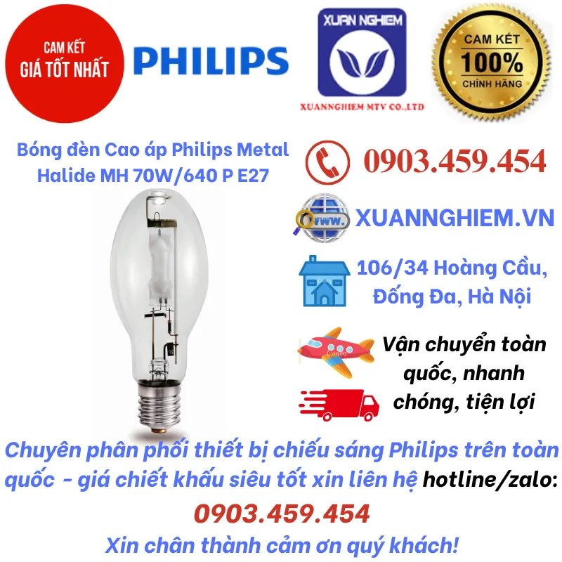 Bóng đèn Cao áp Philips Metal Halide MH 70W/640 P E27