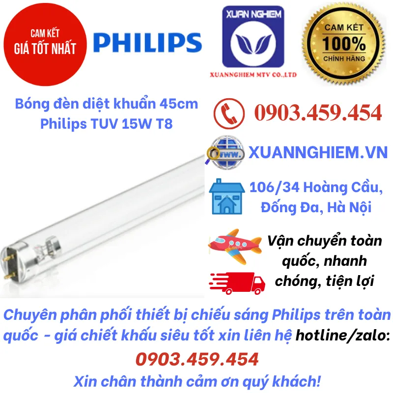 Bóng đèn diệt khuẩn 45cm Philips TUV 15W T8